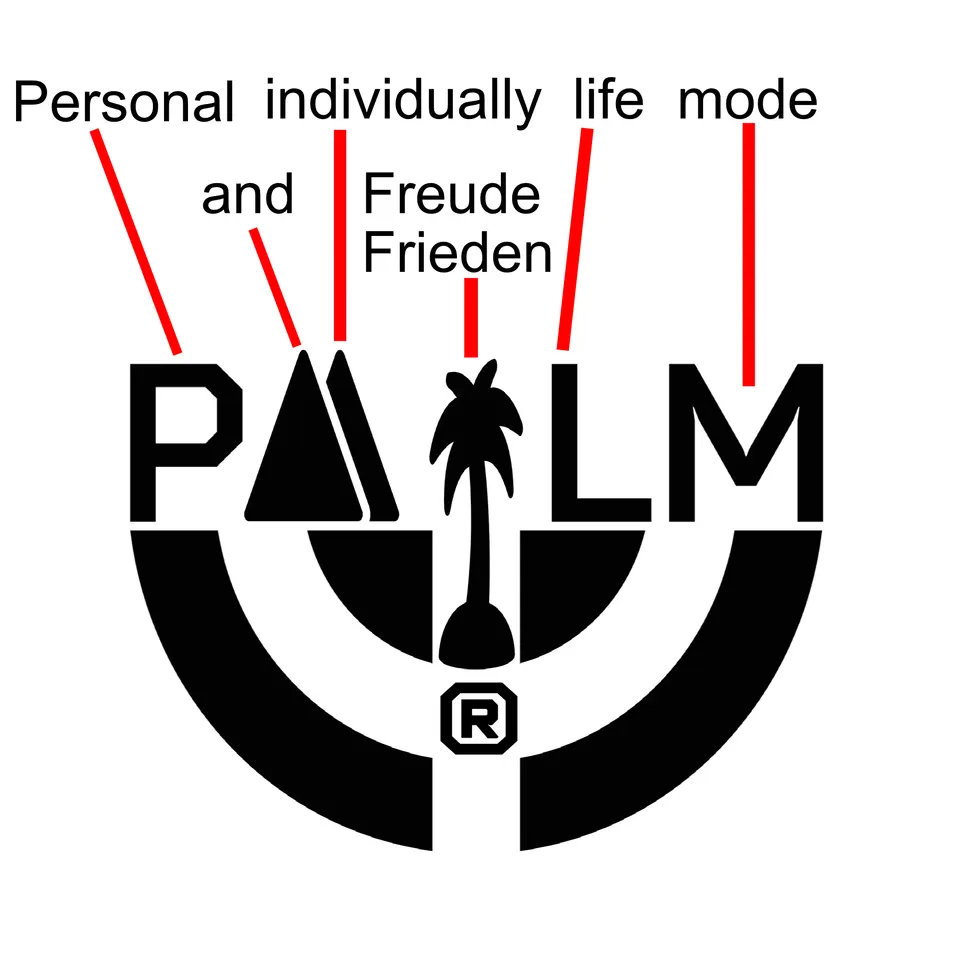 Pailm Logo mit Erklärung: Personal, individually, life, mode, Frieden und Freude